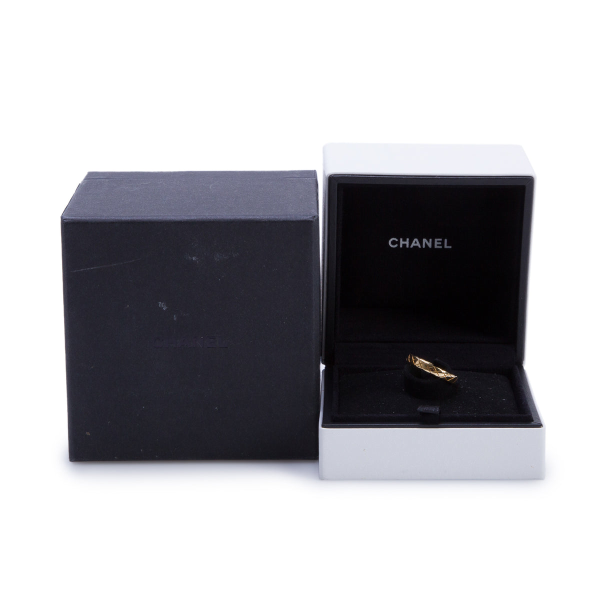 Chanel 2023 18k Yellow Gold Quilted Coco Crush Band Ring, Size 53 6.25, Mini Version w/ Box & Certificate