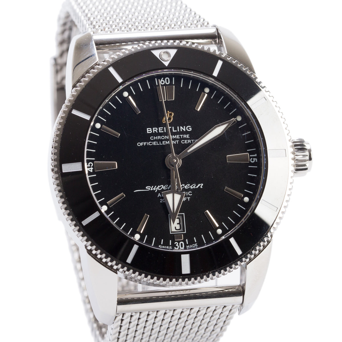 Breitling Stainless Steel Superocean Heritage B20 46 MM Automatic Watch Black Dial AB2020 w/ Box & Papers