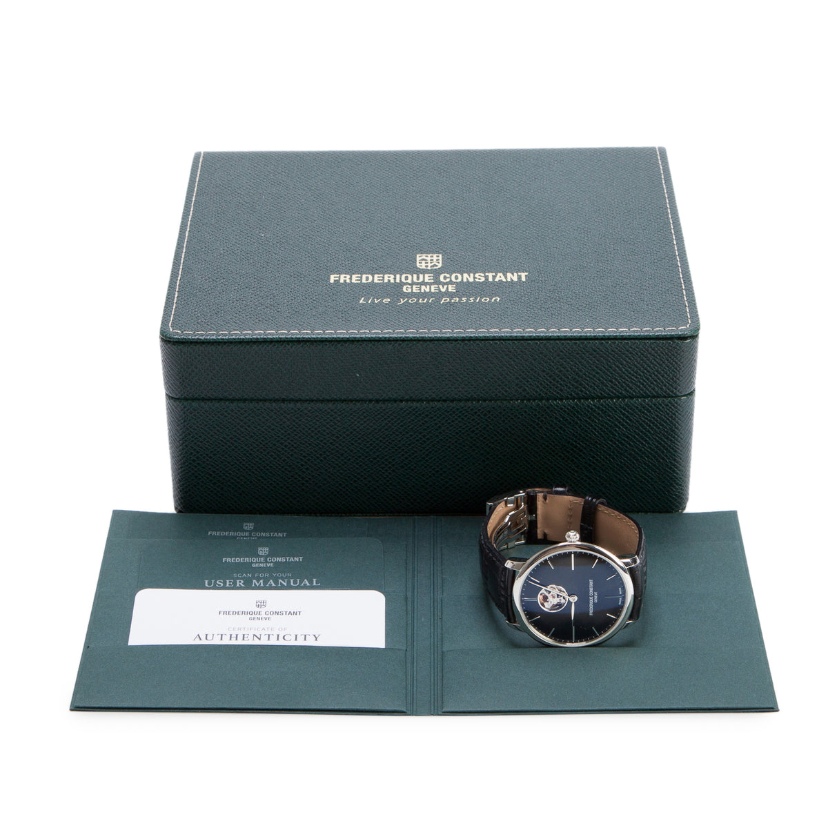 Frederique Constant Stainless Steel Classic Slimline 40 MM Automatic Watch Black Dial w/ Box & Papers
