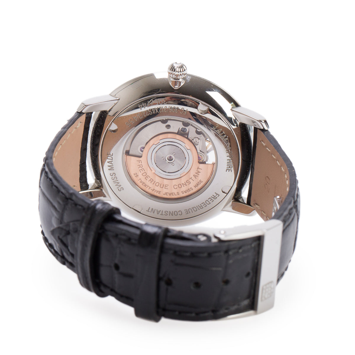 Frederique Constant Stainless Steel Classic Slimline 40 MM Automatic Watch Black Dial w/ Box & Papers