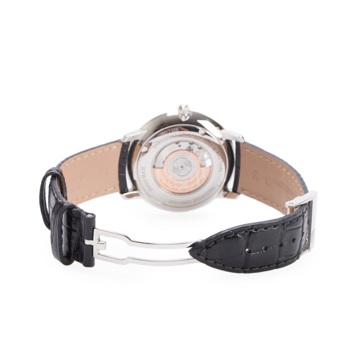 Frederique Constant Stainless Steel Classic Slimline 40 MM Automatic Watch Black Dial w/ Box & Papers