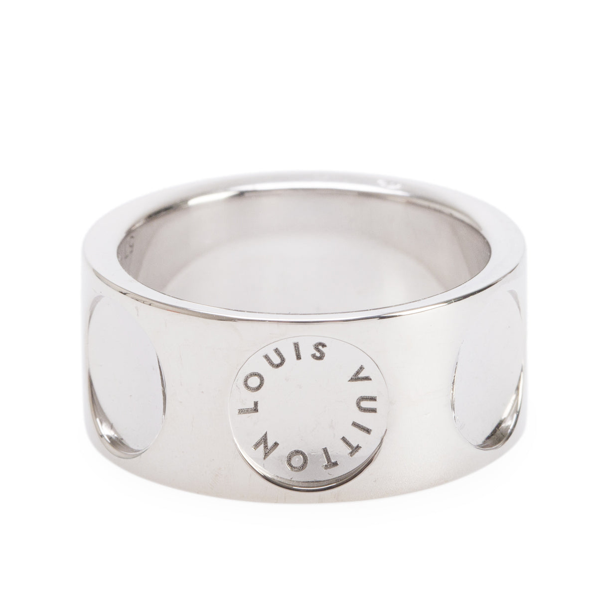 Louis Vuitton 18k White Gold Large Empreinte Ring, Size 57 8.5 w/ Box