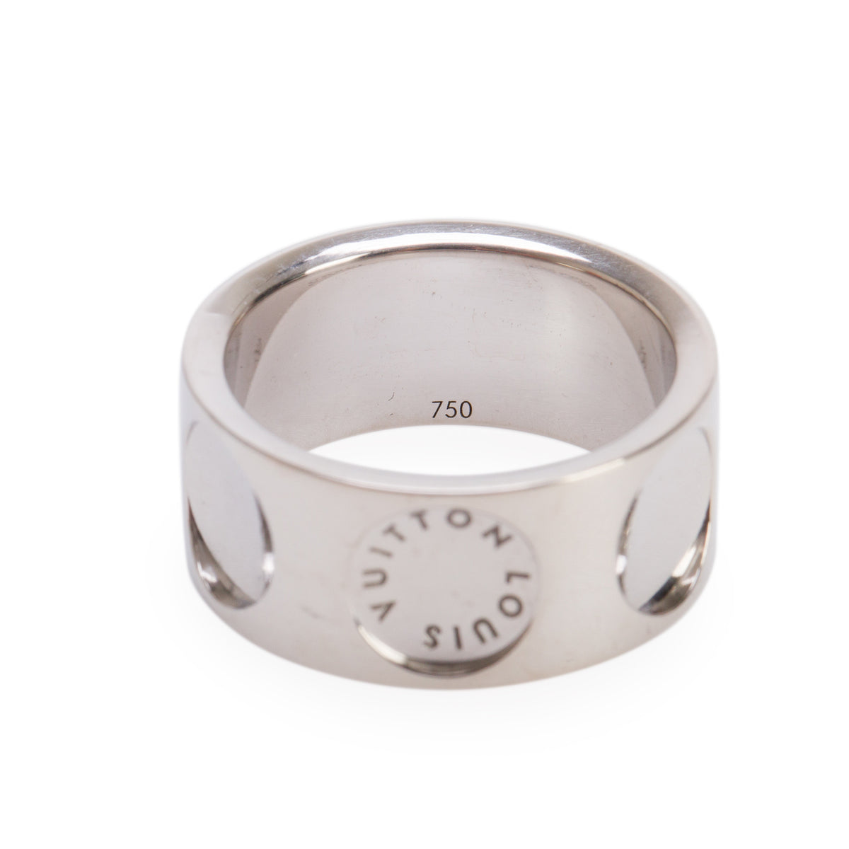 Louis Vuitton 18k White Gold Large Empreinte Ring, Size 57 8.5 w/ Box