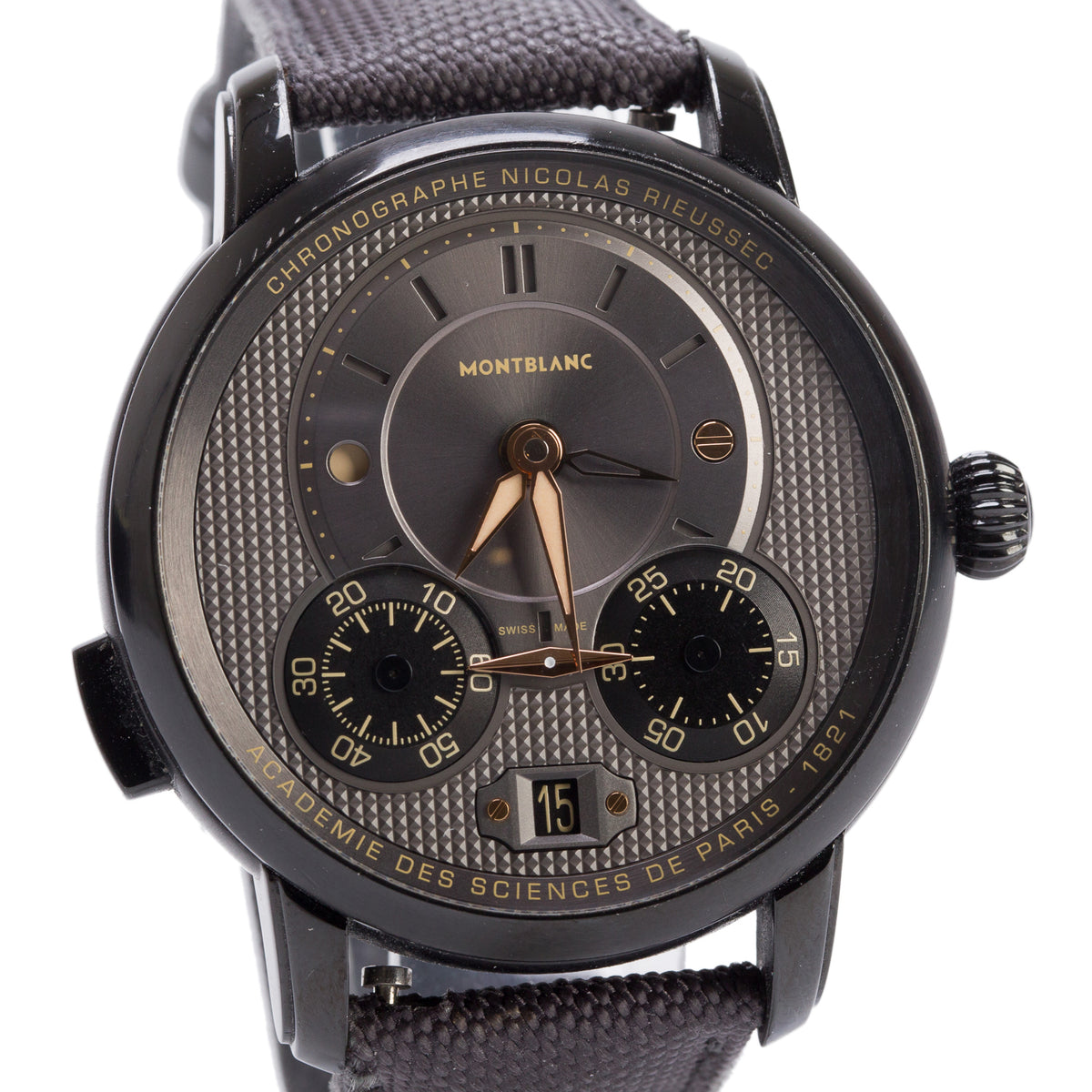 Montblanc Limited Edtion-500 Pieces Black DLC Coated Stainless Steel Star Legacy Nicolas Rieussec 43 MM Chronograph Automatic Watch Black Dial 7592 w/ Case