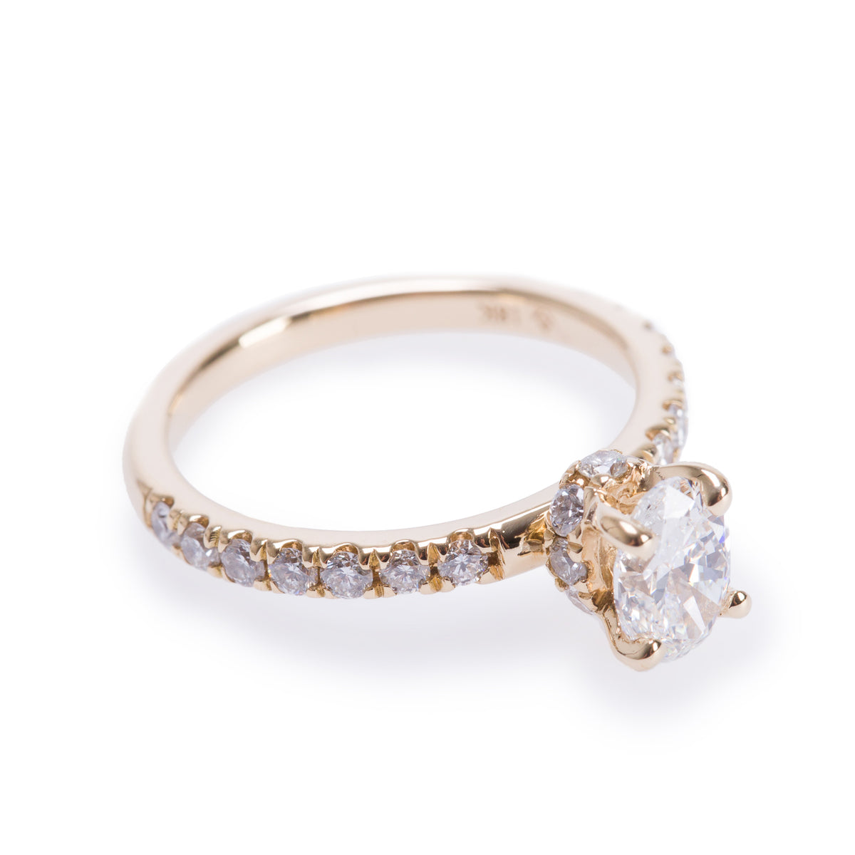 18k Yellow Gold 0.70 ct. Oval Cut Diamond Engagement Ring, Size 4.75 w/ GIA Certificate