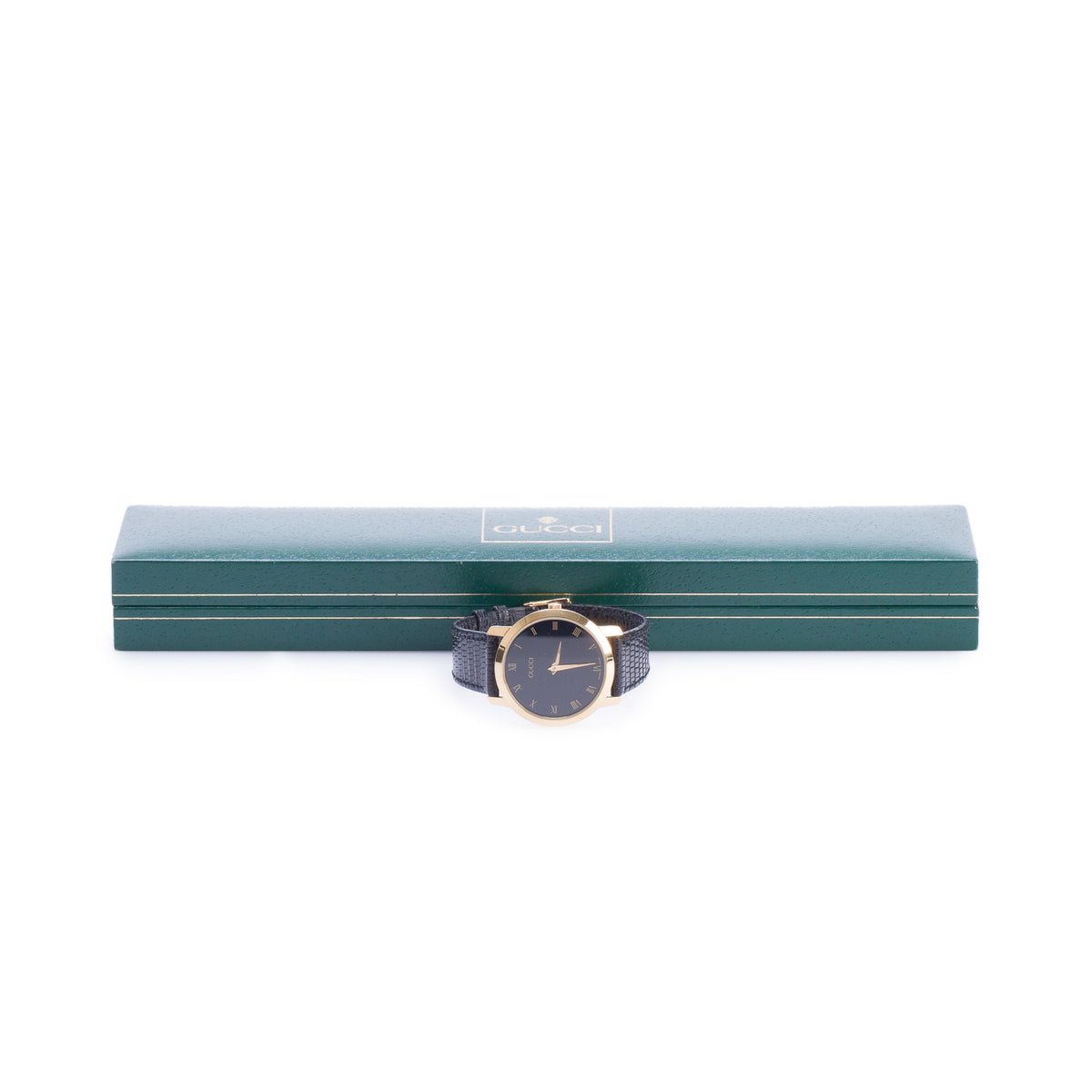 Gucci Gold-Plated Stainless Steel 2200M Series 33 MM Watch Black Dial