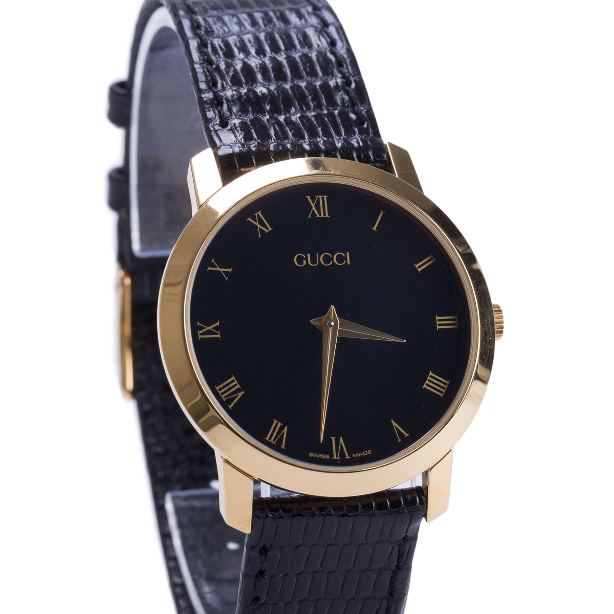 Gucci Gold-Plated Stainless Steel 2200M Series 33 MM Watch Black Dial
