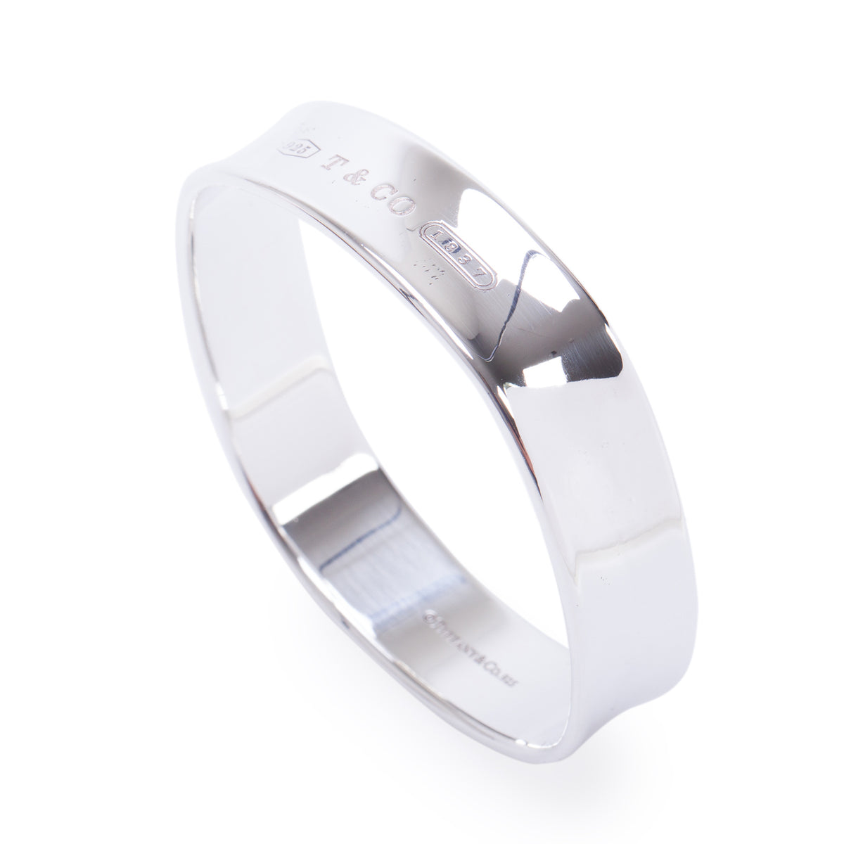 Tiffany & Co. Sterling Silver 1837 Cushion Bangle Bracelet