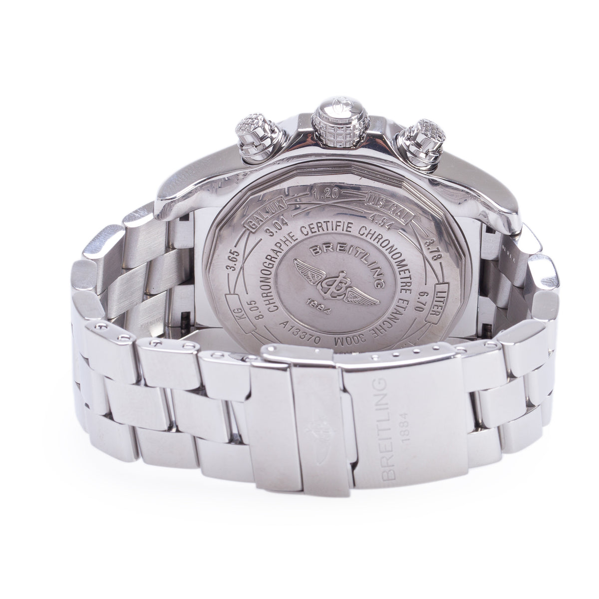 Breitling Stainless Steel Super Avenger 48 MM Automatic Chronograph Watch Black Dial A13370