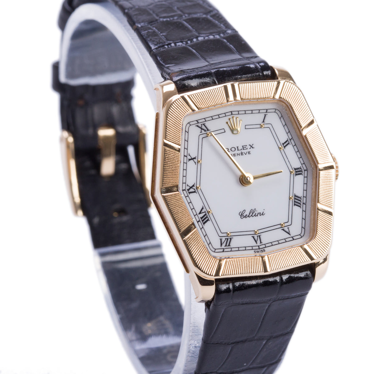 Rolex Vintage 18k Yellow Gold Cellini 24 MM Manual Watch White Dial 4160