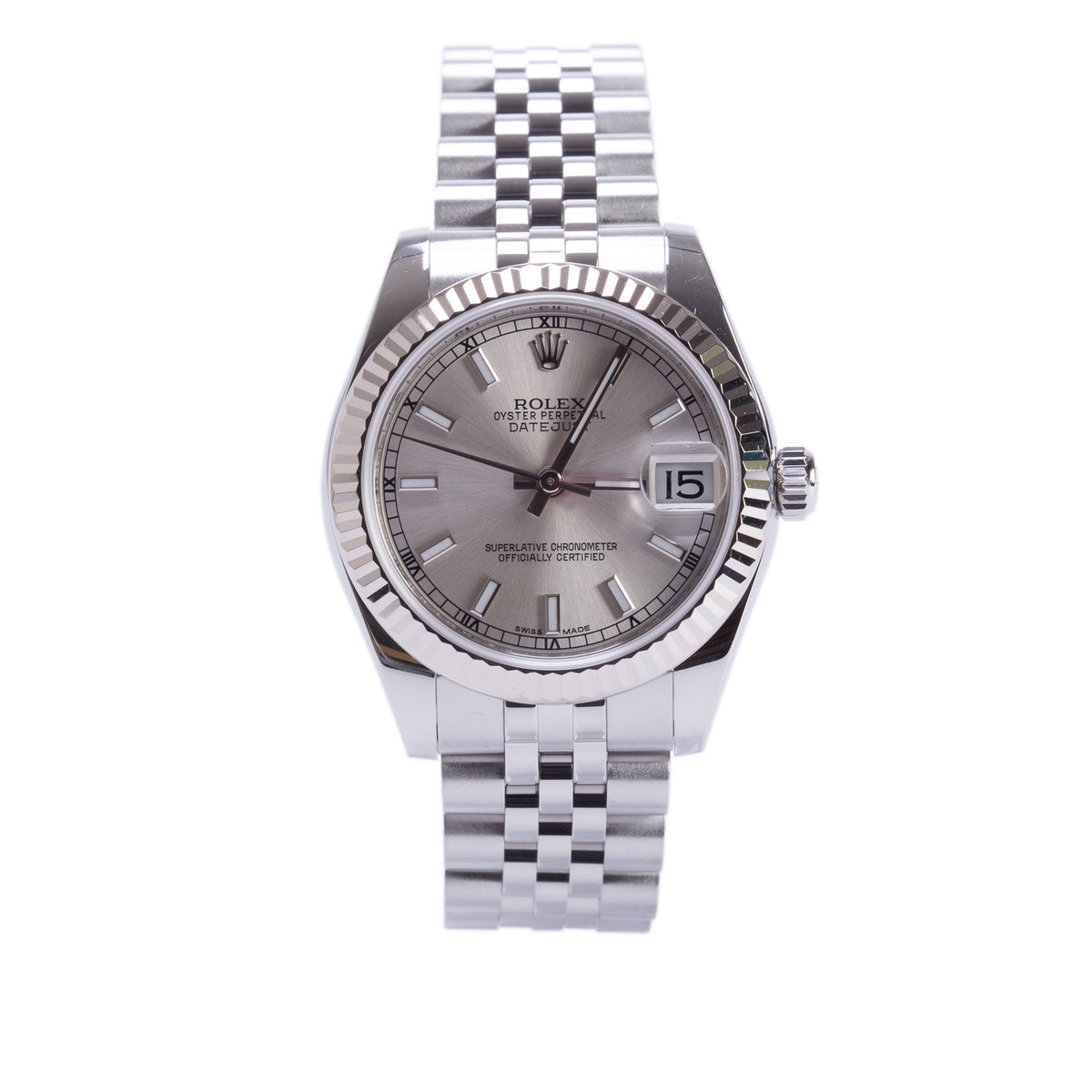 Rolex Stainless Steel Datejust 31 MM Automatic Watch Silver Dial 178274