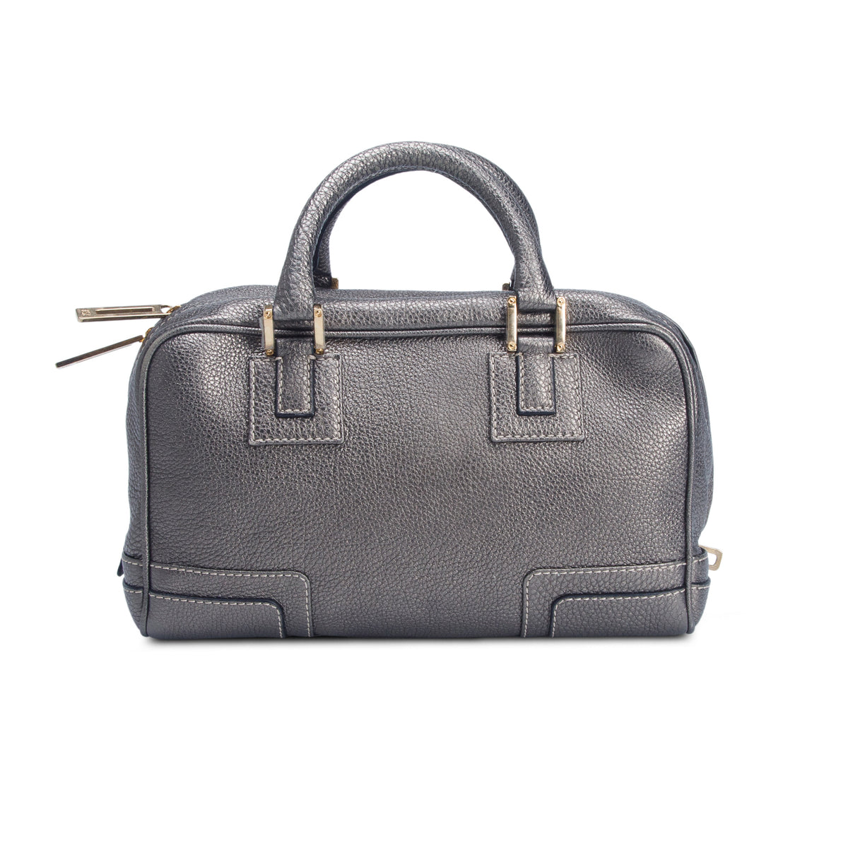 Loewe Metallic Silber Grained Calfskin Amazona 28