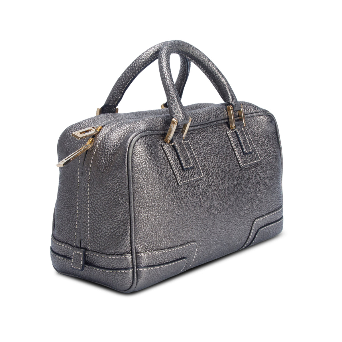 Loewe Metallic Silber Grained Calfskin Amazona 28