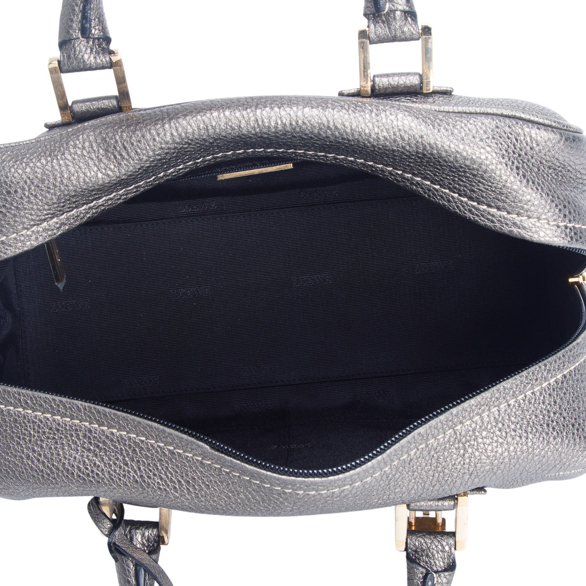 Loewe Metallic Silber Grained Calfskin Amazona 28