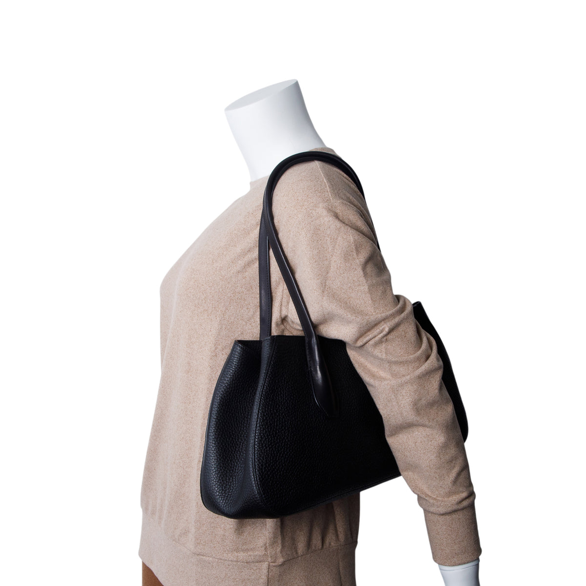 The Row Black Pebbled Calfskin Alger Shoulder Bag
