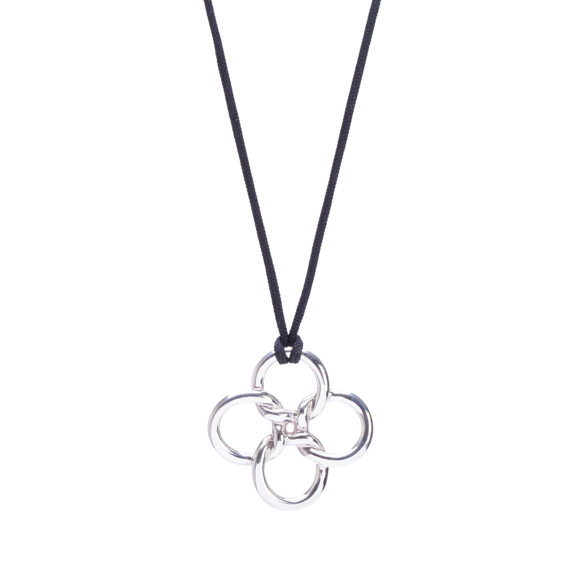 Tiffany & Co. Elsa Peretti Sterling Silver Quadrifoglio Pendant Cord Necklace