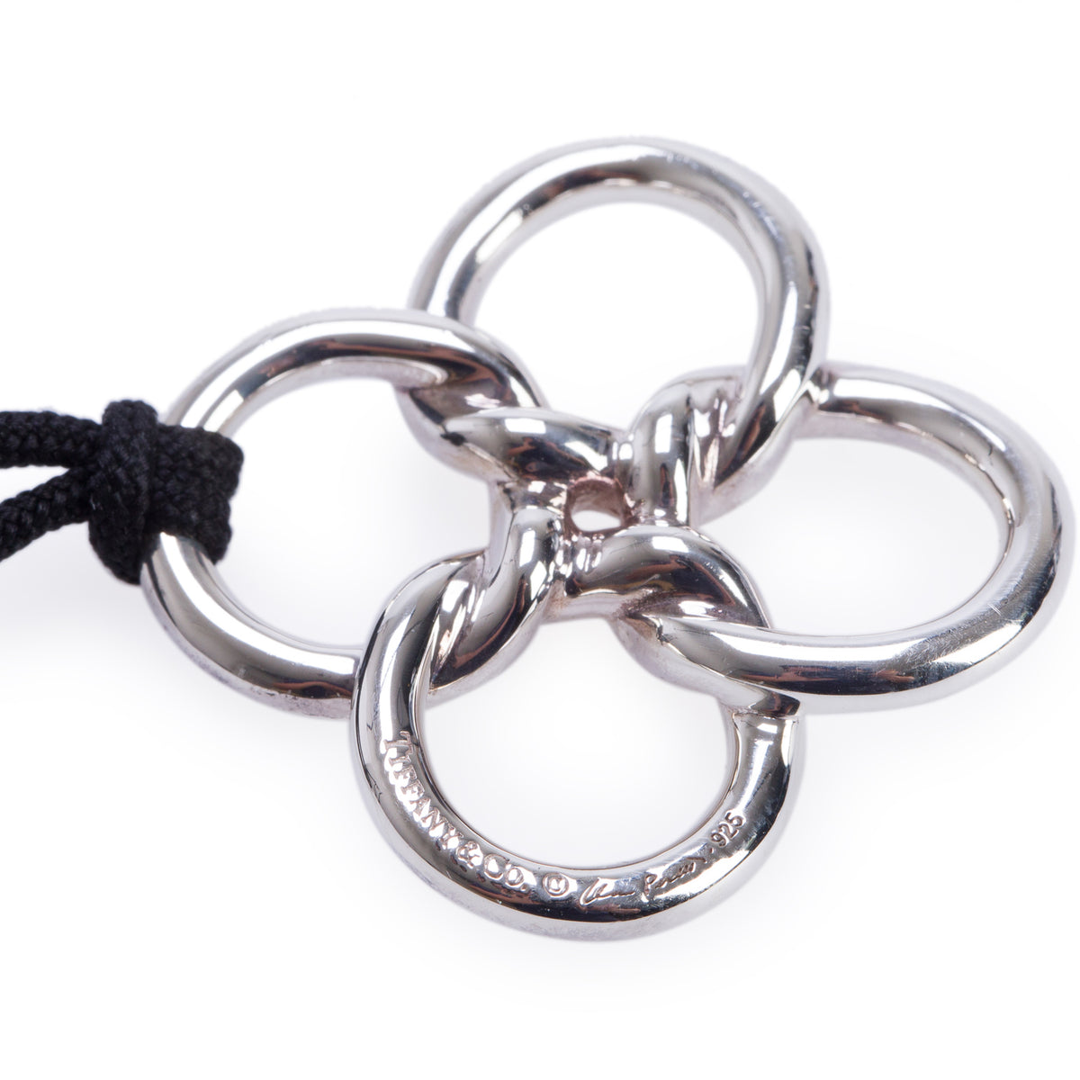Tiffany & Co. Elsa Peretti Sterling Silver Quadrifoglio Pendant Cord Necklace