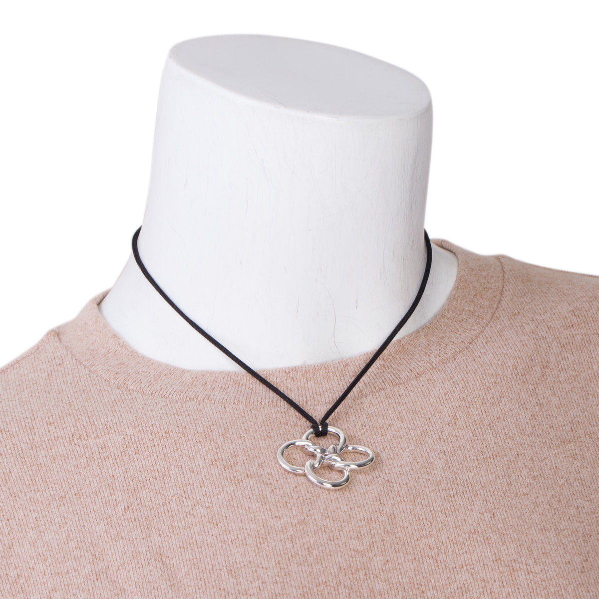 Tiffany & Co. Elsa Peretti Sterling Silver Quadrifoglio Pendant Cord Necklace