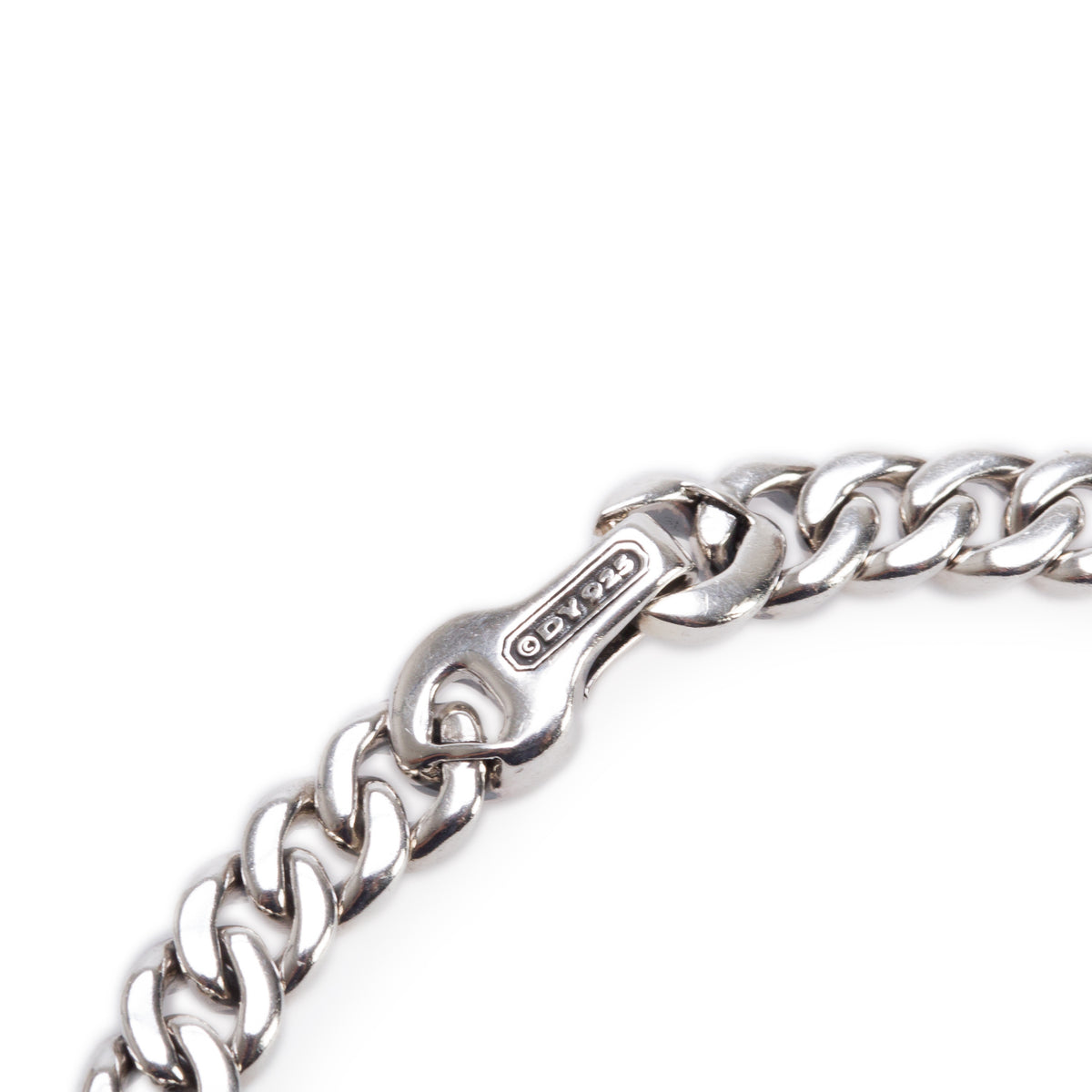 David Yurman Sterling Silver Black Diamond 6 MM Curb Chain Link Bracelet w/ Box