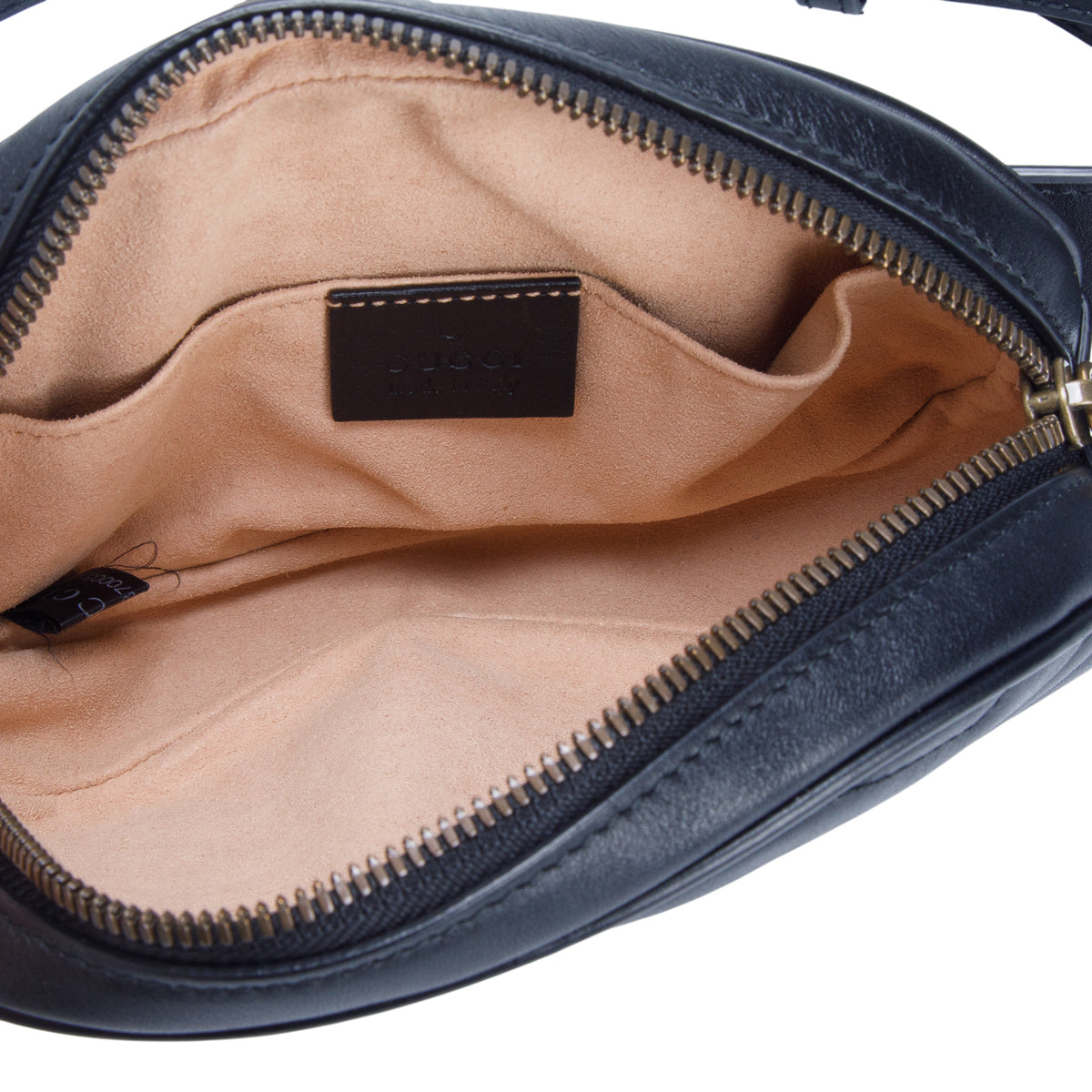 Gucci Black Calfskin Matelasse GG Marmont Belt Bag, Size 75 30