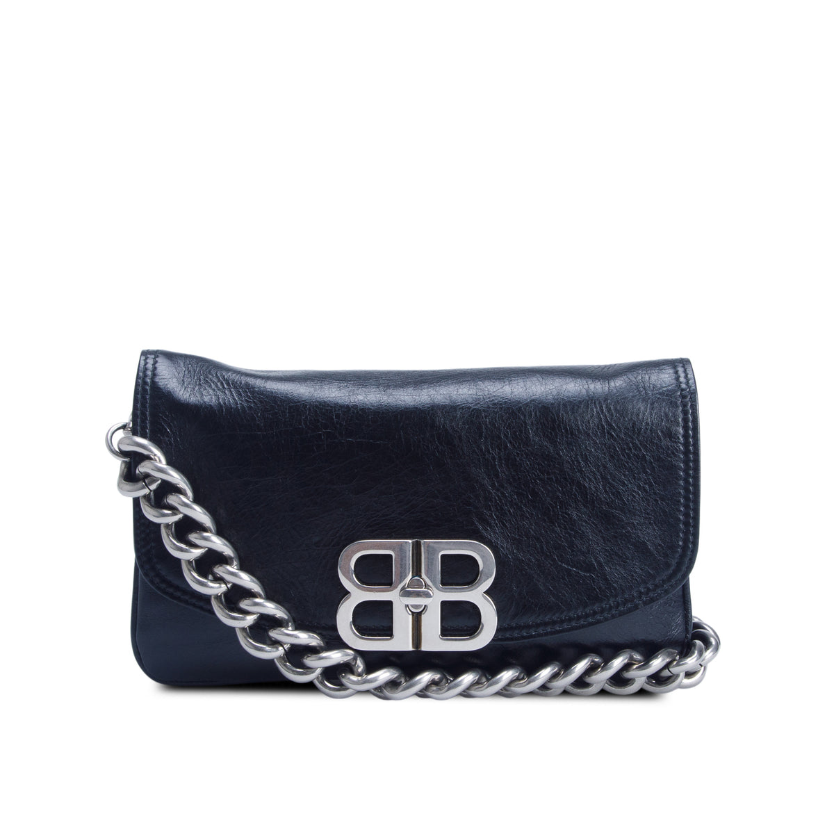 Balenciaga Black Calfskin Medium BB Soft Flap Bag w/ Straps