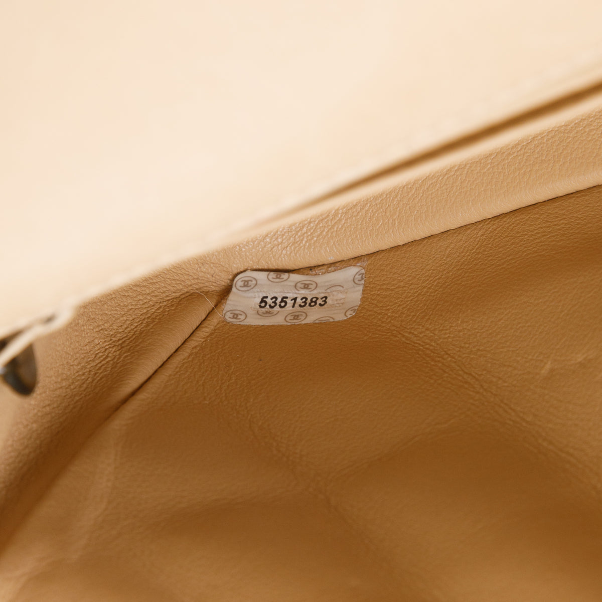 Chanel Vintage Beige Quilted Lambskin Acrylic Small Single Flap w/ Authenticity Card