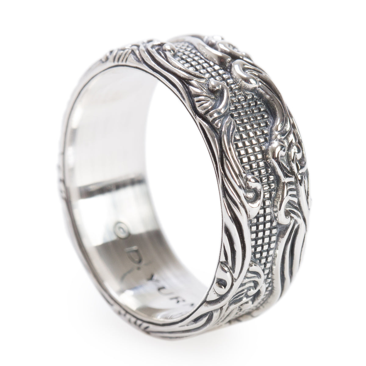 David Yurman Sterling Silver Waves 10.5 MM Band Ring, Size 13