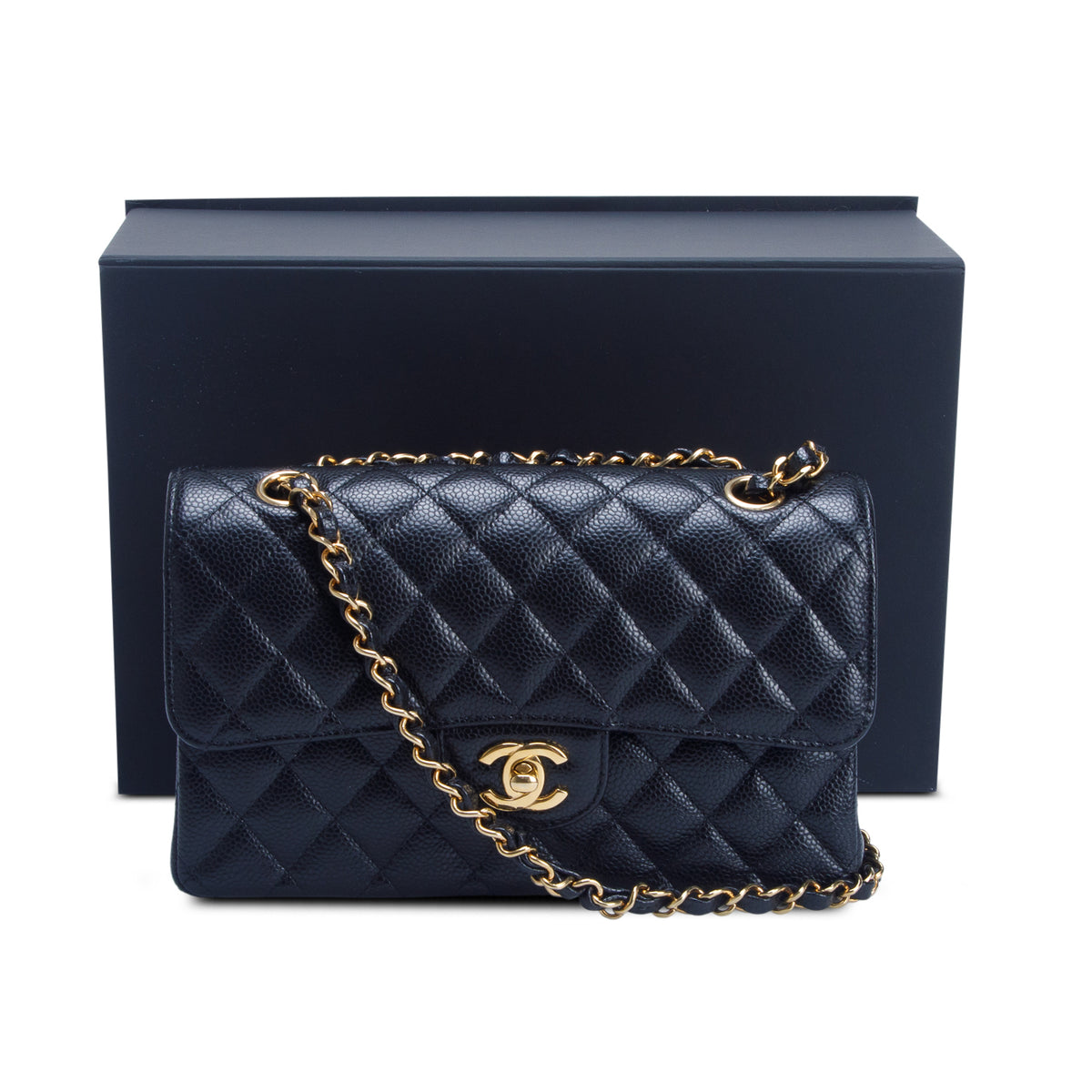Chanel 2024 Black Quilted Caviar Leather Classic Small Double Flap Bag w/ Box & Receipt