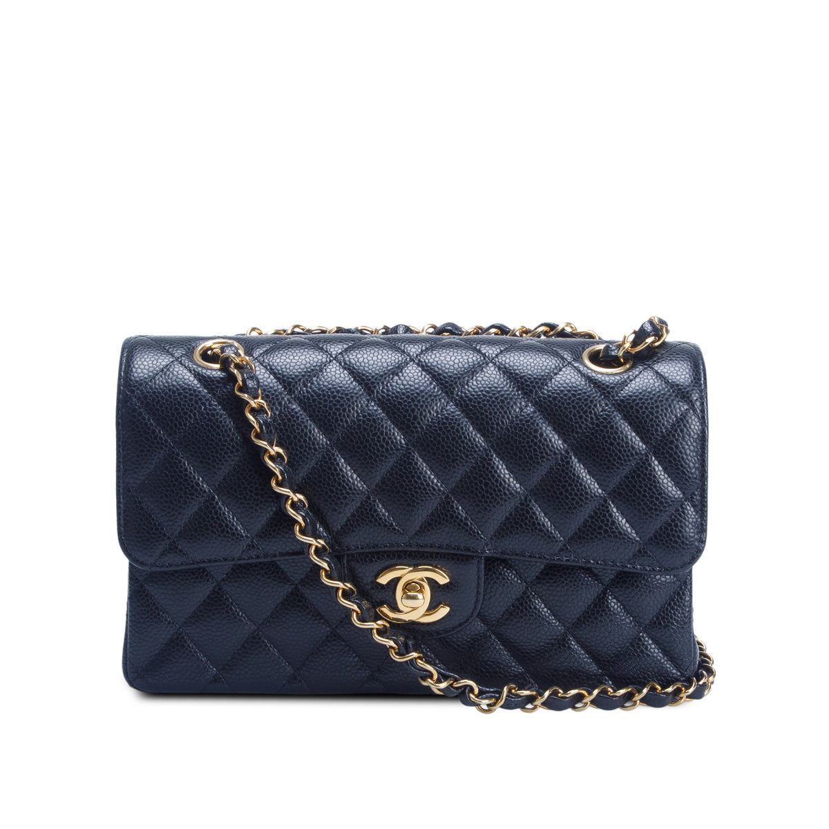 Chanel 2024 Black Quilted Caviar Leather Classic Small Double Flap Bag w/ Box & Receipt