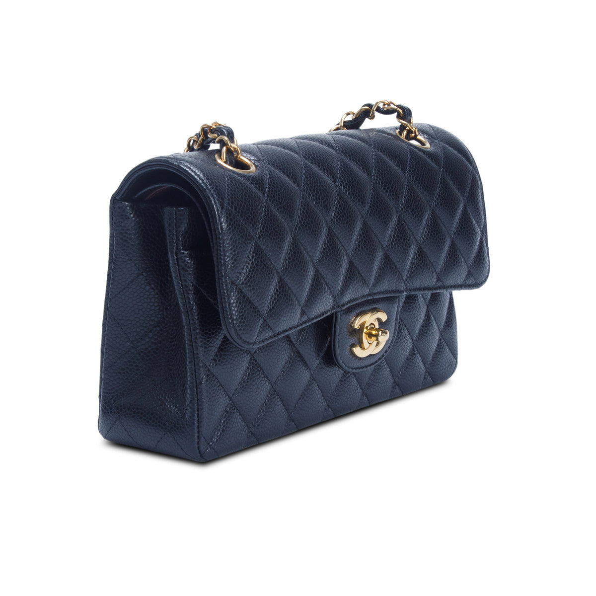 Chanel 2024 Black Quilted Caviar Leather Classic Small Double Flap Bag w/ Box & Receipt