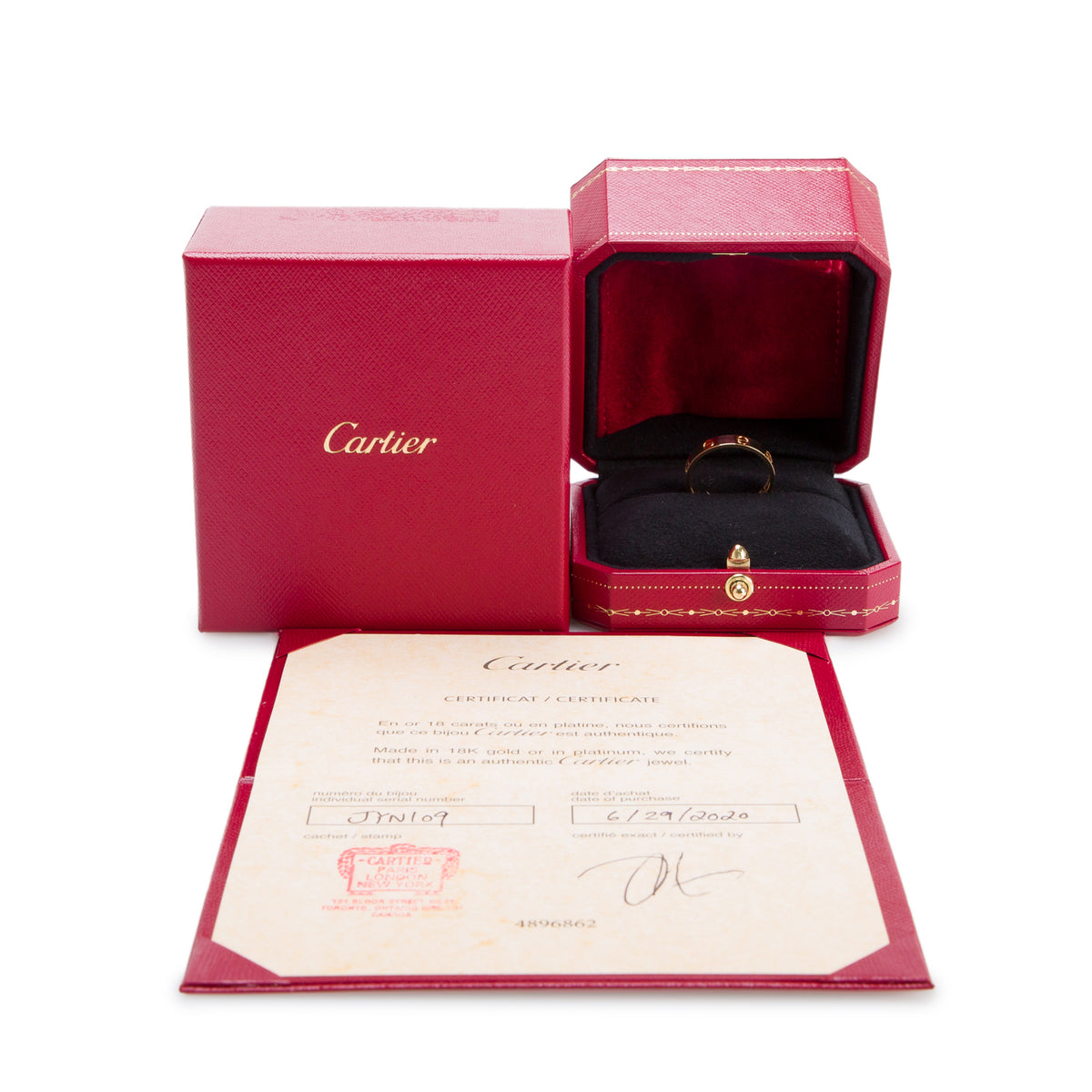 Cartier 2020 18k Yellow Gold 3.6 mm Love Wedding Band Ring, Small Model Size 59 9 w/ Box, Receipt & Certificate