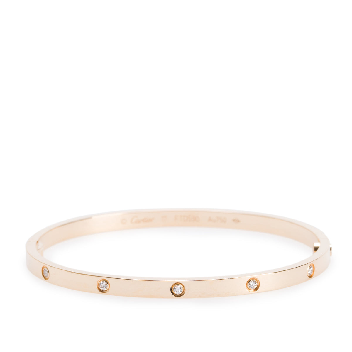 Cartier 18k Yellow Gold 10 Diamond Love Bracelet, Small Model Size 17 w/ Box & Certificate