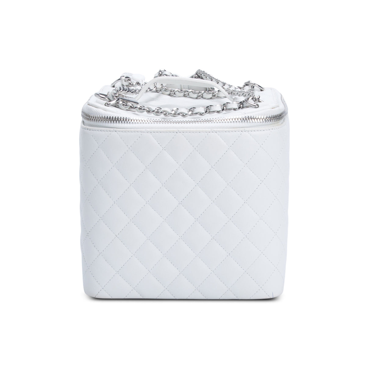 Chanel White Quilted Caviar Jewelry Box on Chain