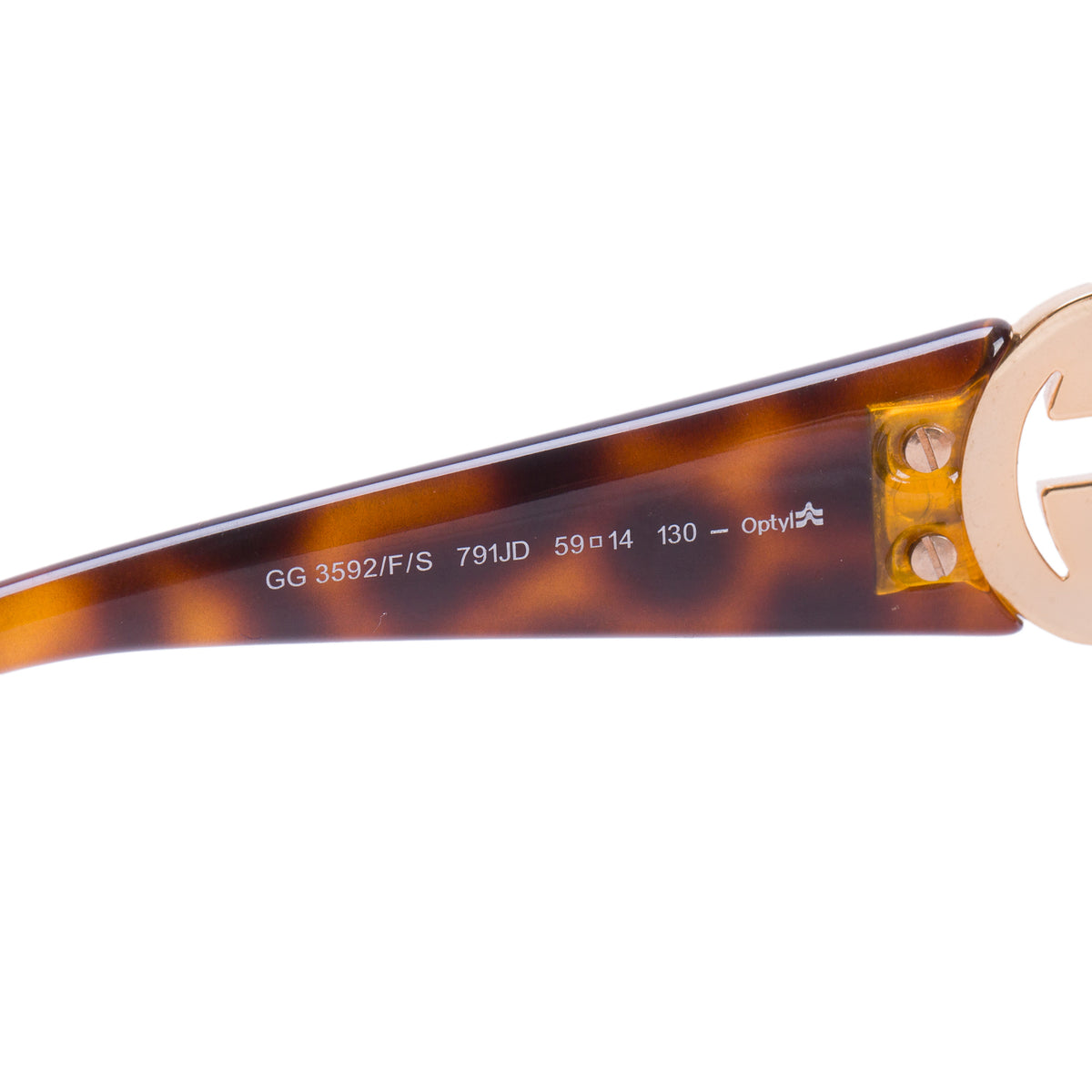 Gucci GG3592FS Tortoise Acetate Crystal GG Square Sunglasses