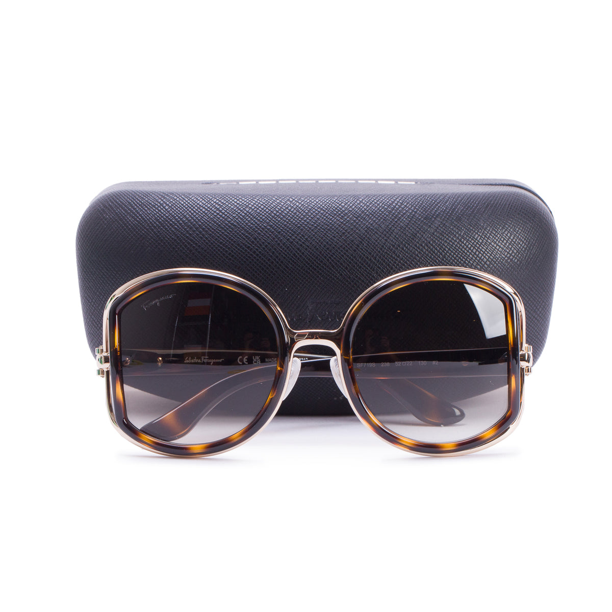 Ferragamo SF719S Tortoise Multi Round Sunglasses w/ Case