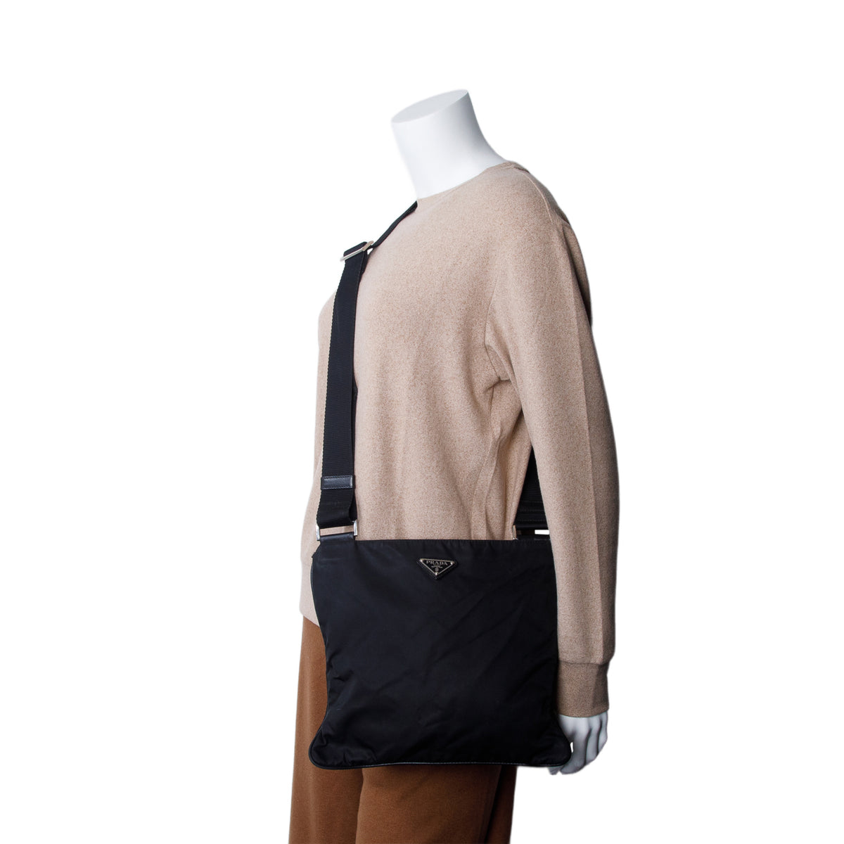 Prada Black Tessuto Nylon Vela Flat Messenger Bag