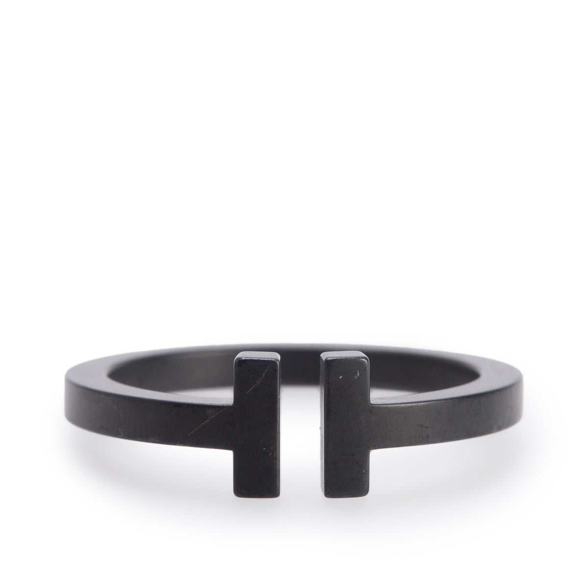 Tiffany & Co. Black Coated Steel T Square Ring, Size 11.25