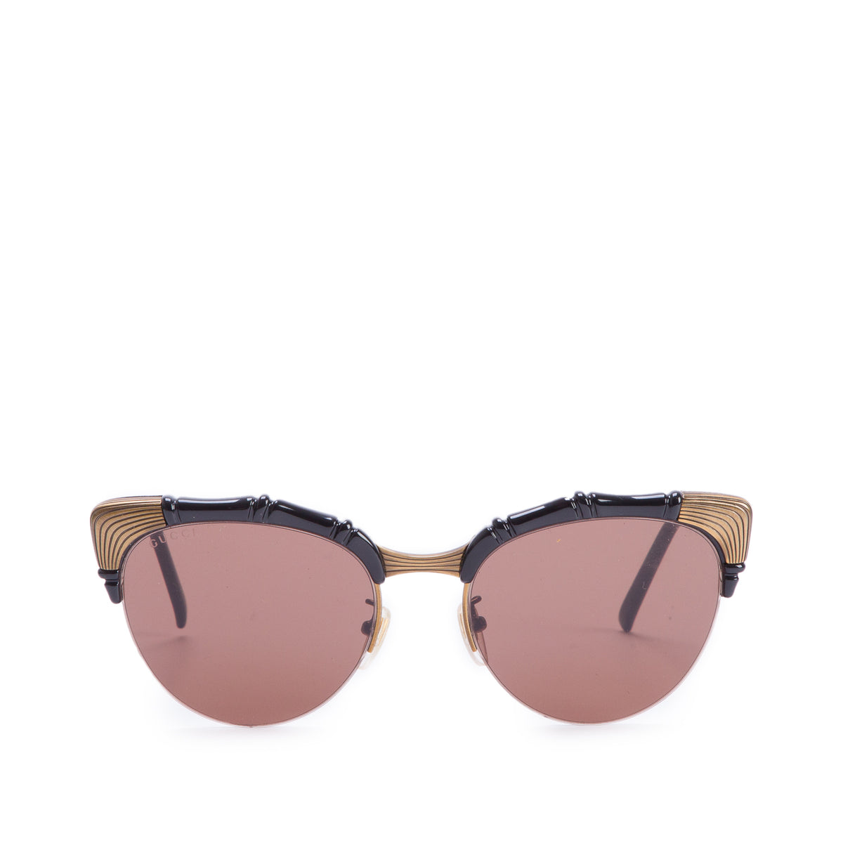 Gucci GG0661S Black/Gold Acetate Bamboo Cat Eye Sunglasses w/ Case