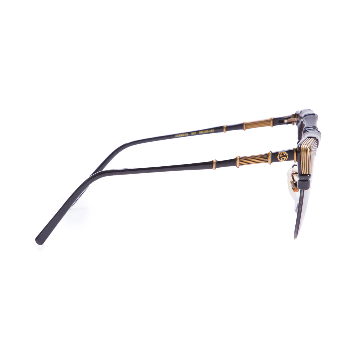 Gucci GG0661S Black/Gold Acetate Bamboo Cat Eye Sunglasses w/ Case