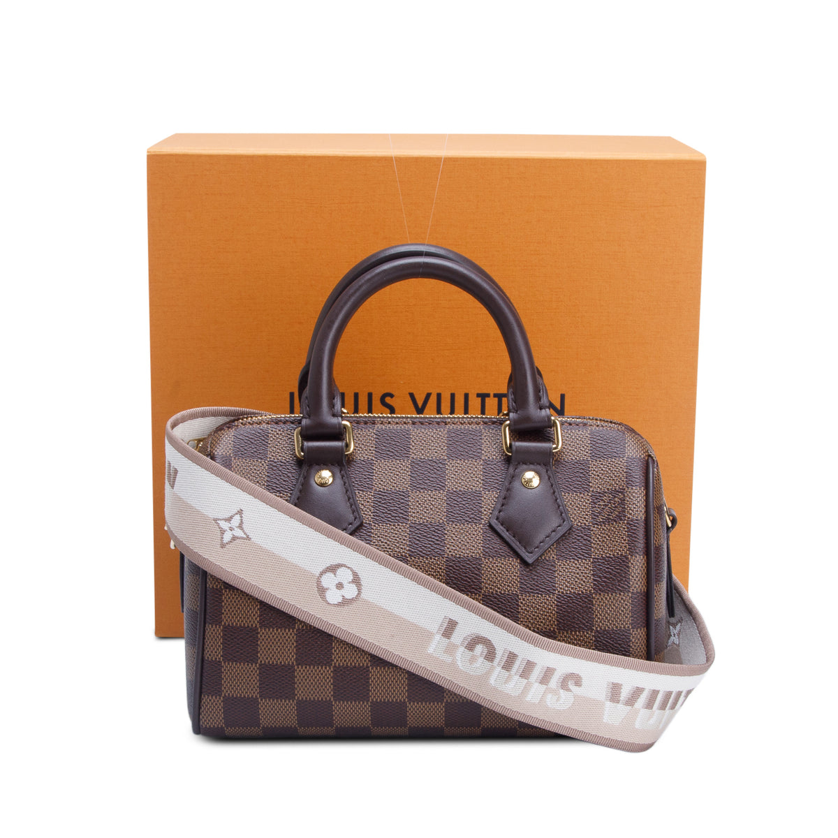 Louis Vuitton Damier Ebene Speedy Bandouliere 20 w/ Strap & Box