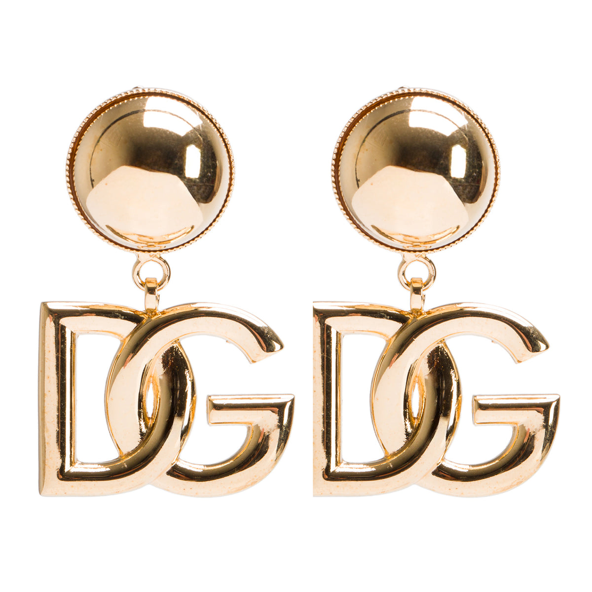 Dolce & Gabbana Gold Plated 'DG' Drop Clip-On Drop Earrings w/ Box