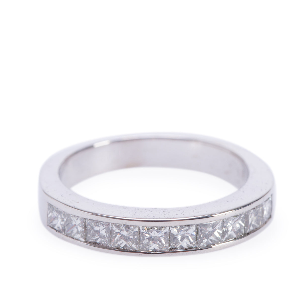 18k White Gold 1.00 tcw. Diamond Half-Eternity Band Ring, Size 6.5