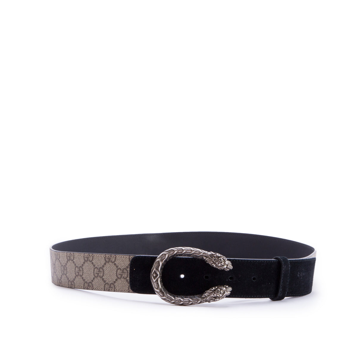 Gucci GG Supreme Black SuedeTrim Dionysus Accent 40 MM Belt, 105 42