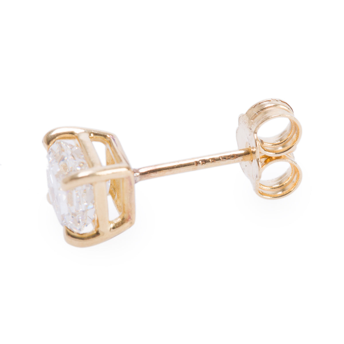 18k Yellow Gold 1.52 tcw. Assher Cut Diamond Stud Earrings
