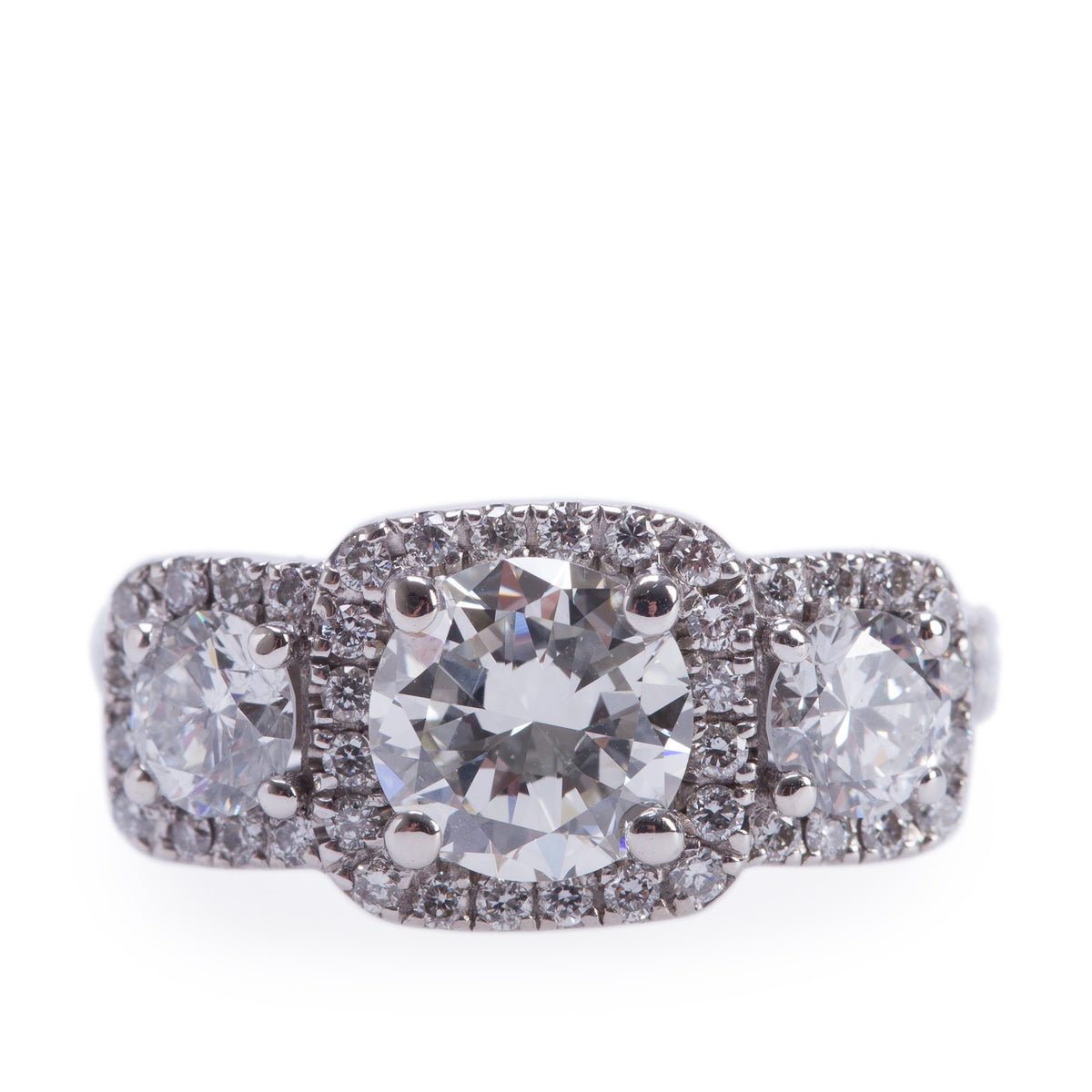 14k White Gold 2.75 tcw. Diamond Cocktail Ring, Size 6.5