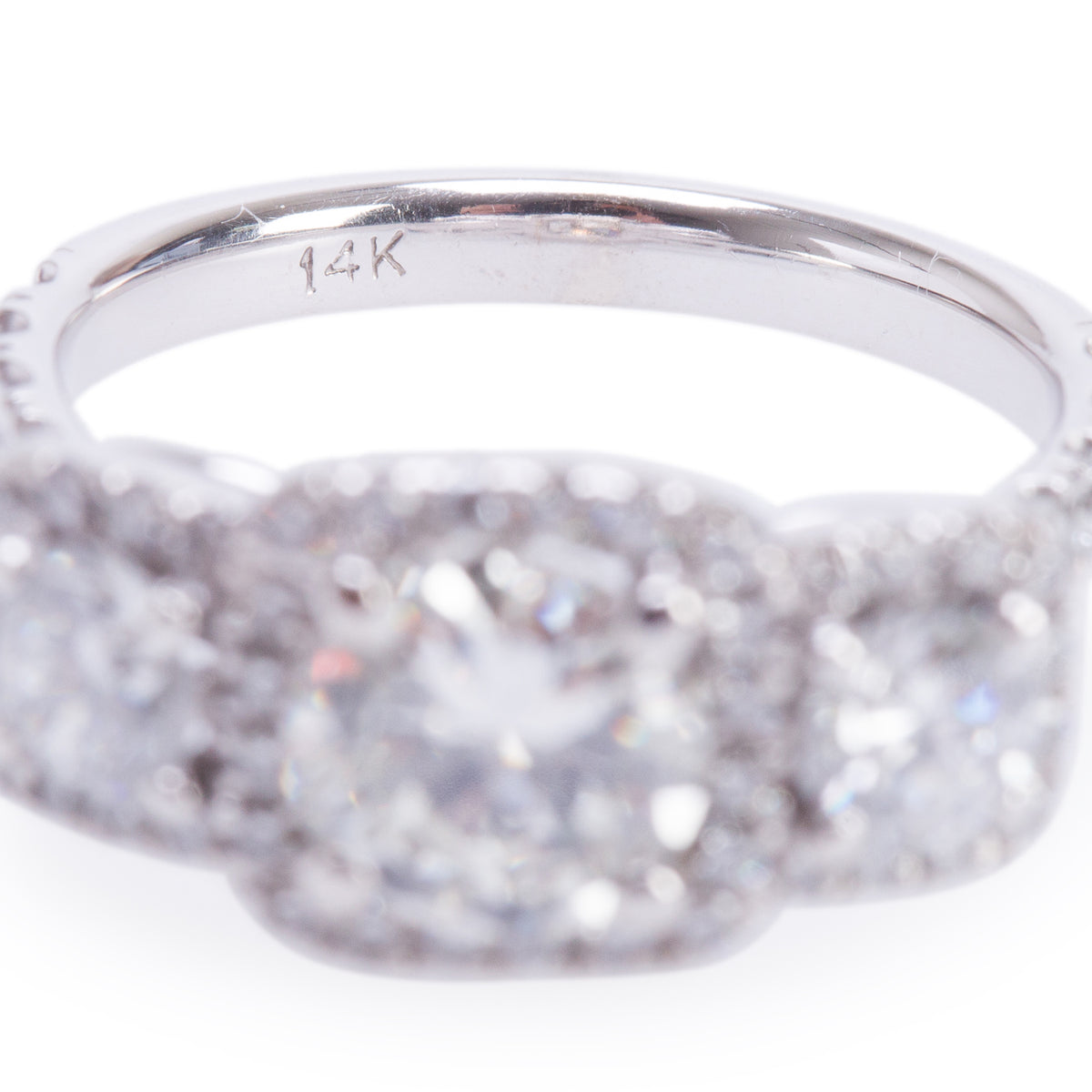 14k White Gold 2.75 tcw. Diamond Cocktail Ring, Size 6.5