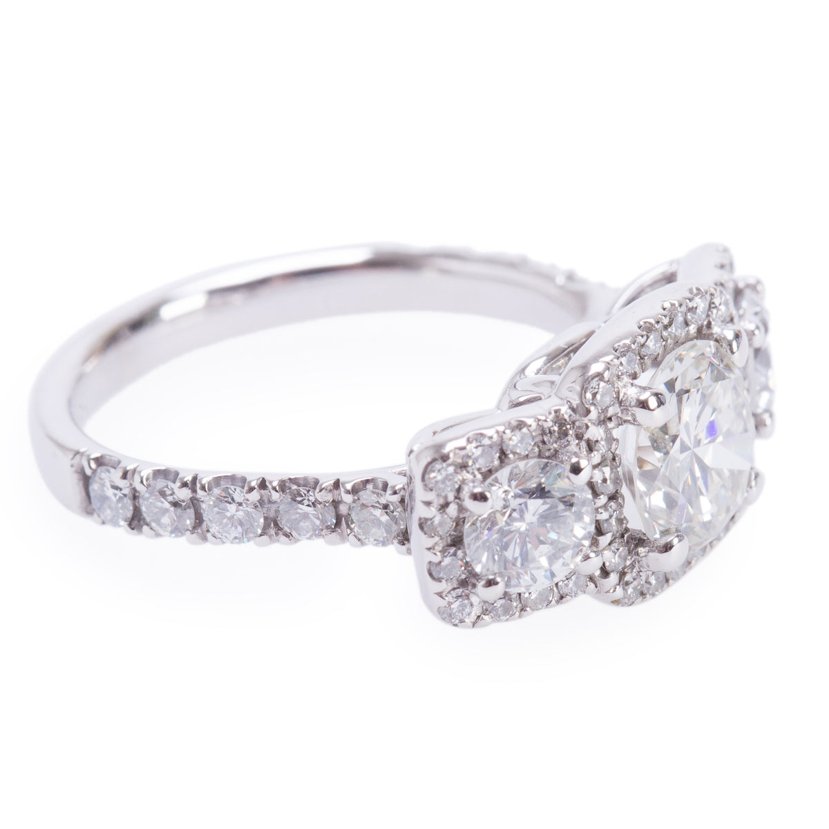 14k White Gold 2.75 tcw. Diamond Cocktail Ring, Size 6.5
