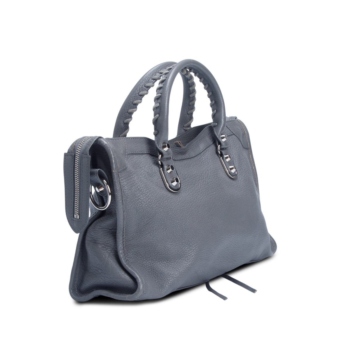 Balenciaga Grey Chevre Leather Small Metallic Edge City Bag w/ Strap