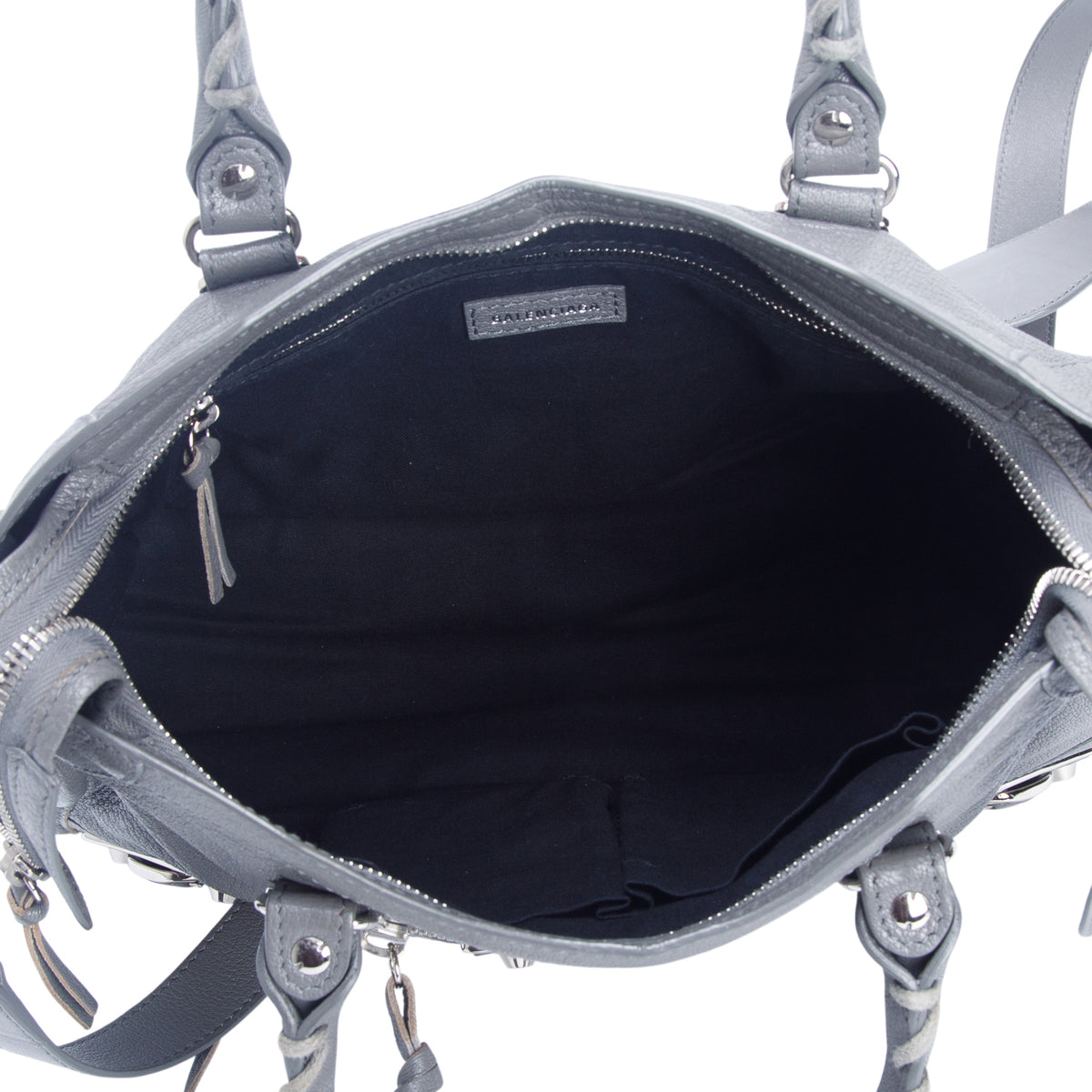 Balenciaga Grey Chevre Leather Small Metallic Edge City Bag w/ Strap