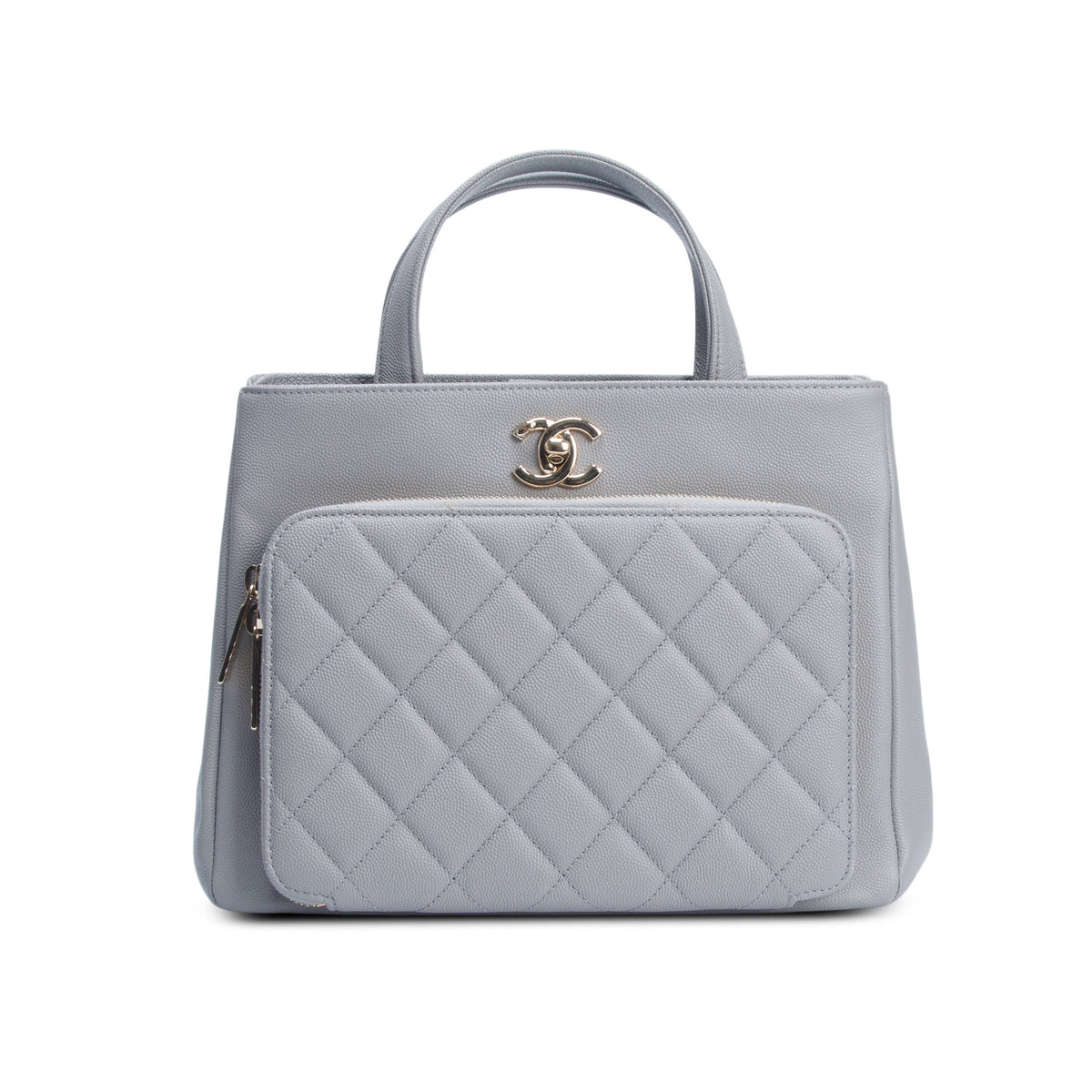 Chanel Grey Caviar Leather Small Business Affinity Tote w/ Box & Authenticity Card